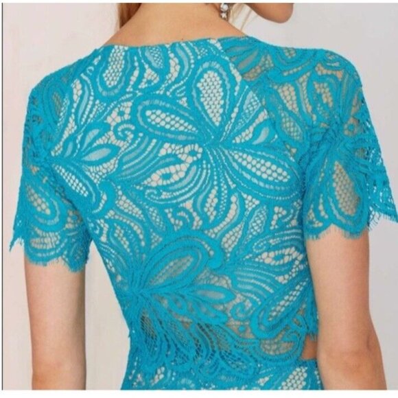 For Love & Lemons x Nasty Gal Sz S Wild Flower Embroidered Mesh Sheer Skirt Set - Picture 2 of 7